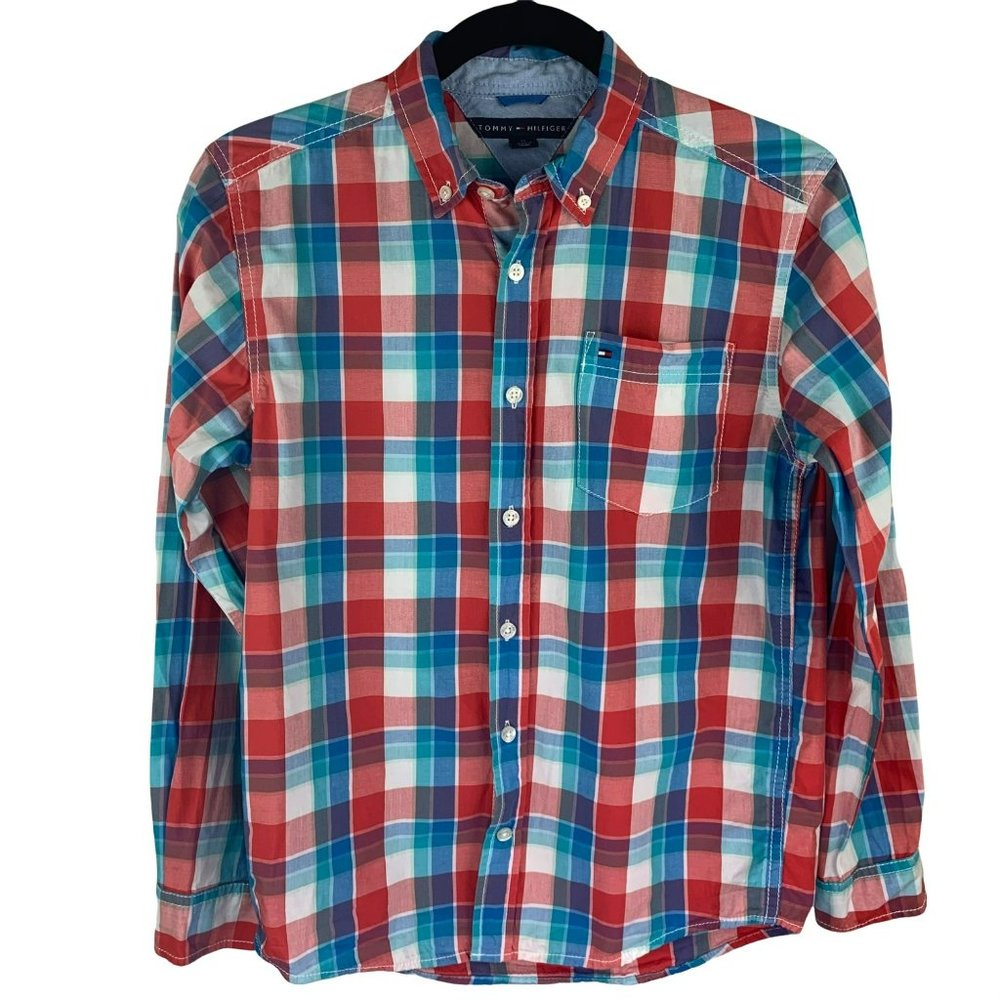 Tommy Hilfiger Plaid Long Sleeve Button Down Shirt Size Medium